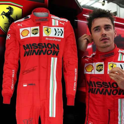 Win Charles Leclerc’s signed 2021 Scuderia Ferrari race-used suit. An authentic piece of Formula 1 history.